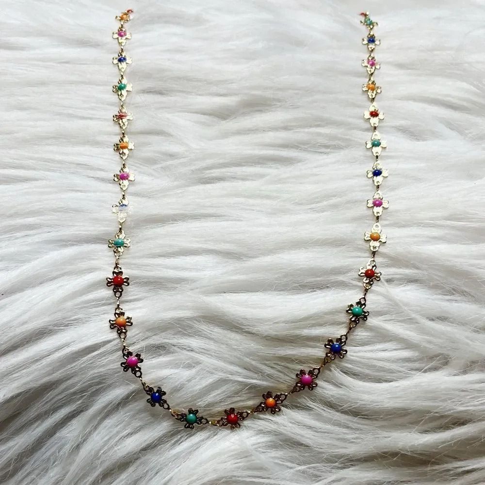 Fashion Statement Floral Necklace Multi Color & Gold